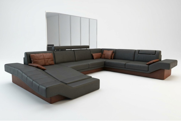 XXL Design Salon Canapé d'angle avec USB, Grand canapé suite de rembourrage pour salon.