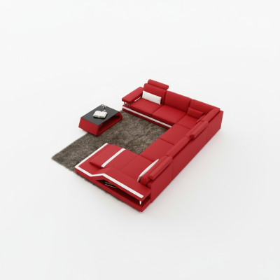 Paysage vivant Grand canapé moderne en cuir + USB Nouveau canapé designer breveté Canapé d'angle