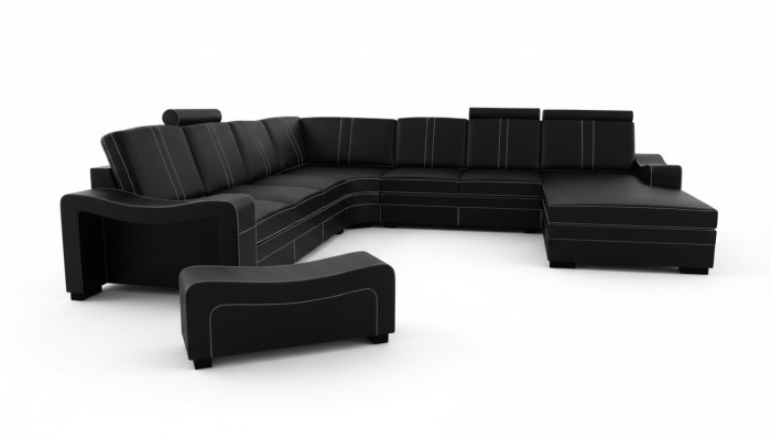 XXL canapé en cuir avec canapé en cuir USB Salon en cuir Coin salon nouveau Canapé en cuir Suite