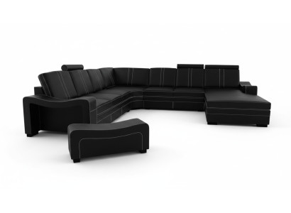 XXL canapé en cuir avec canapé en cuir USB Salon en cuir Coin salon nouveau Canapé en cuir Suite