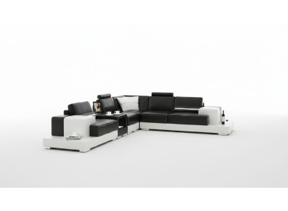 Canapé en cuir Canapé d'angle Canapé avec USB Siège de design Suite de revêtement de siège Paysage de vie 2725C