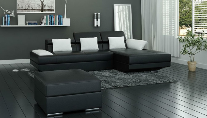 Paysage de vie. Canapé d'angle rembourré avec USB - Canapé d'angle Suite Landschaft en cuir 2719C nouveau