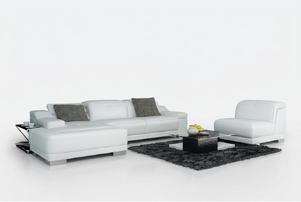 Paysage vivant Coin de rembourrage Canapé d'angle avec USB, Suite Landschaft en cuir neuf /2711B
