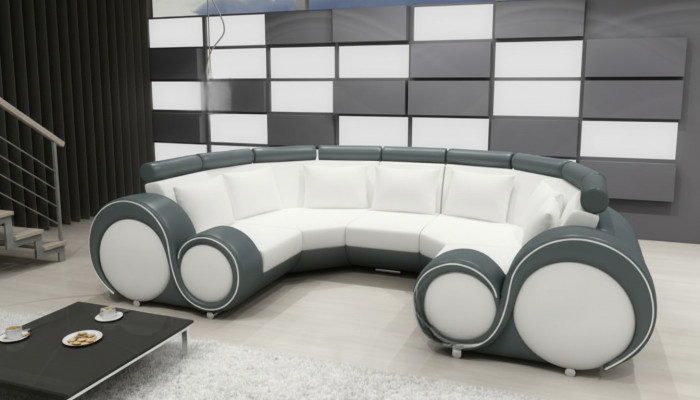 XXL Canapé en cuir paysager avec USB Design Suite Rembourrage Canapé d'angle Grand