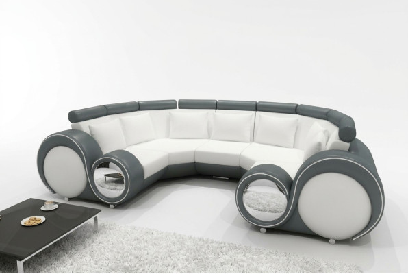 XXL Canapé en cuir paysager avec USB Design Suite Rembourrage Canapé d'angle Grand