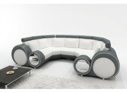 XXL Canapé en cuir paysager avec USB Design Suite Rembourrage Canapé d'angle Grand