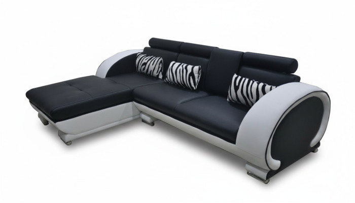 Canapé d'angle en cuir + Suite d'angle USB Salon d'angle Paysage en forme de L Nouveau design de rembourrage