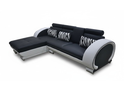 Canapé d'angle en cuir + Suite d'angle USB Salon d'angle Paysage en forme de L Nouveau design de rembourrage