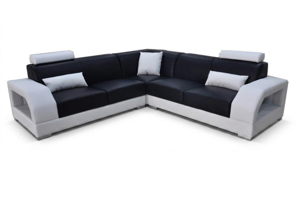 Canapé d'angle XXL + USB, ensemble de salon en cuir design moderne L-shape G8001B