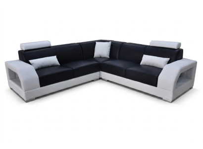 Canapé d'angle XXL + USB, ensemble de salon en cuir design moderne L-shape G8001B