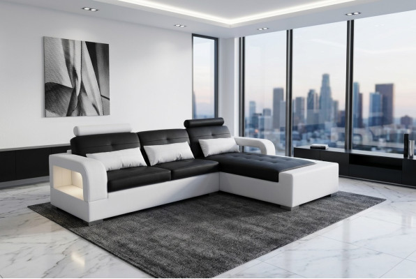 Canapé en cuir avec USB Salon paysage Suite d'angle Design Canapé moderne en forme de L L6008