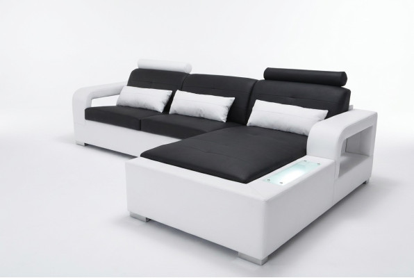 Canapé en cuir avec USB Salon paysage Suite d'angle Design Canapé moderne en forme de L L6008