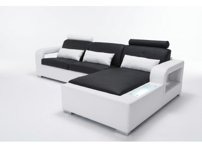 Canapé en cuir avec USB Salon paysage Suite d'angle Design Canapé moderne en forme de L L6008