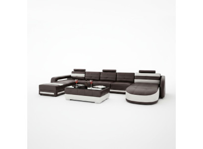 Canapé en cuir avec USB Canapé d'angle Conception Paysage de vie Designer Canapé Canapé Siège en forme de U
