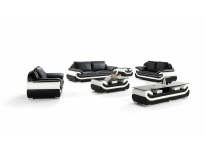 Ensemble de canapé Rembourrage Canapé + USB Set 3+2+1 Canapés en cuir Sièges Suite T777