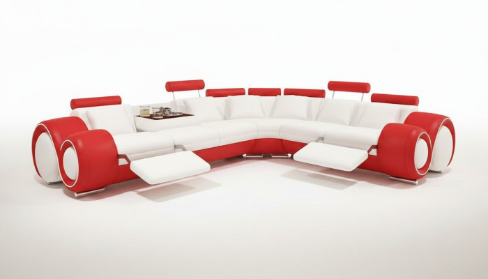 Canapé en cuir avec USB, canapé d'angle de paysage vivant, suite d'angle, design moderne de canapé A1163.