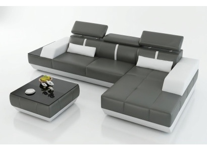Canapé en cuir Canapé avec USB, Canapé d'angle de paysage vivant Suite de canapé Design Moderne Canapé K5015C
