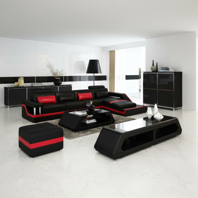 Canapé d'angle de designer Canapé de coin Salon Grand canapé en cuir moderne avec USB HAMBURG III