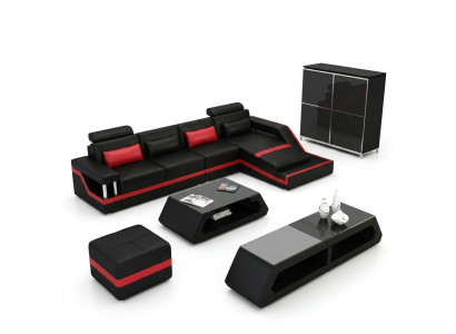Canapé d'angle de designer Canapé de coin Salon Grand canapé en cuir moderne avec USB HAMBURG III