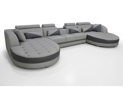 Paysage vivant Fonction lit Canapé d'angle gris en U Design Canapé USB de conception rembourrage nouveau