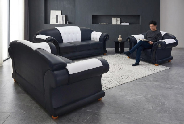 Ensemble de canapé en cuir classique 321 Groupe Rembourrage Sièges Rembourrage USB