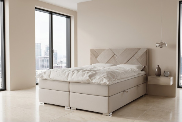 Lit boxspring de luxe double de l'hôtel Fonction de base de lit à rembourrage 140x200cm