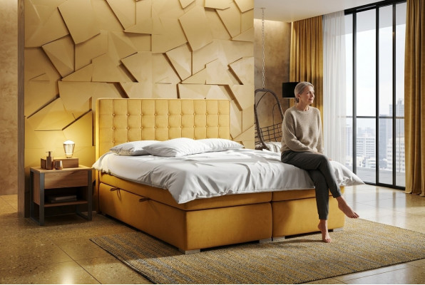 Lit Boxspring Hôtel Double 160x200 cm Lits de luxe Fonction de base de lit rembourrée