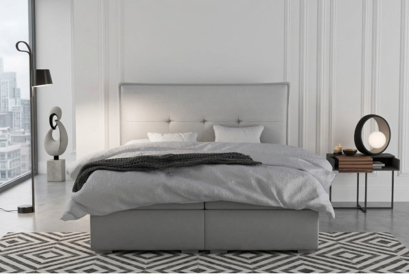 Lit boxspring Hotel Double Textile Gris Lits de luxe Fonction de base de lit rembourré