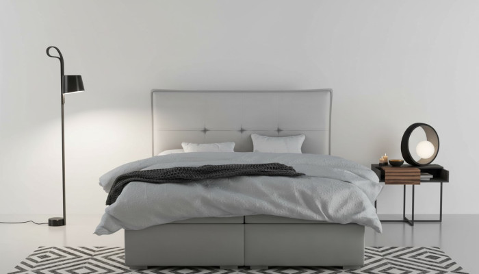 Lit boxspring Hotel Double Textile Gris Lits de luxe Fonction de base de lit rembourré