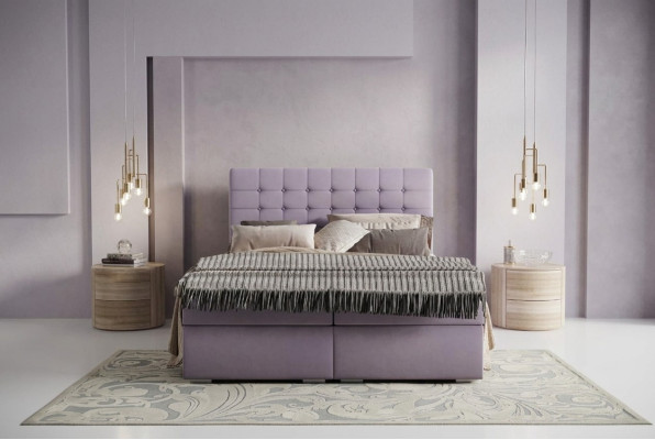 Ensemble complet Matelas & surmatelas Lit à sommier tapissier rose 180x200cm