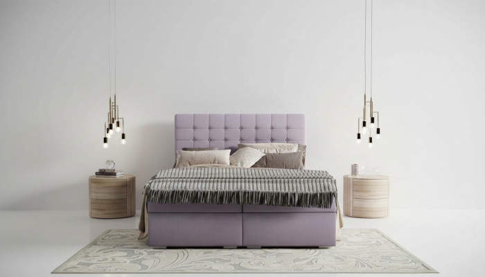 Ensemble complet Matelas & surmatelas Lit à sommier tapissier rose 180x200cm