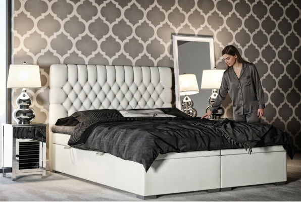 Lit boxspring hôtel double Chesterfield lits de luxe tapissés fonction boîte