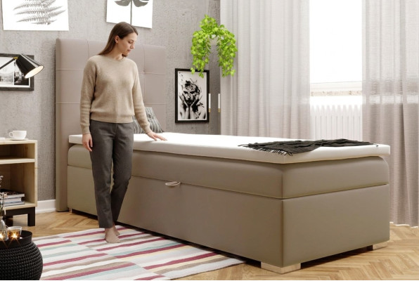 Lit à ressorts de boîte de luxe Lits d'hôtel Lit tapissé Base de lit fonction 90x200cm
