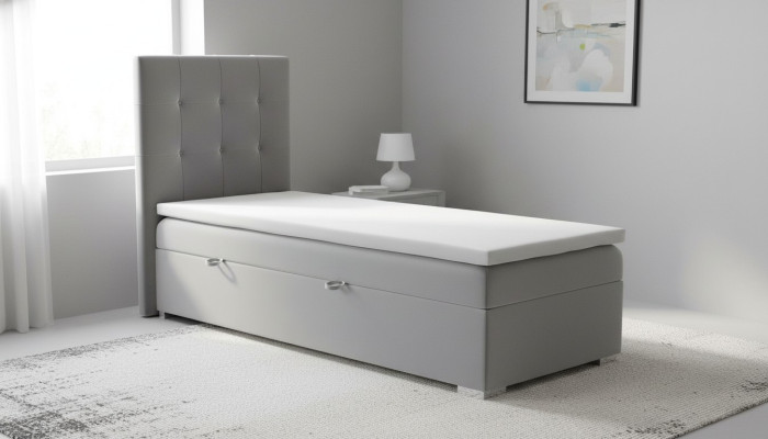 Boîte de luxe avec sommier tapissier pour lits d'hôtel, base de lit fonctionnelle 90x200cm en gris, neuf.