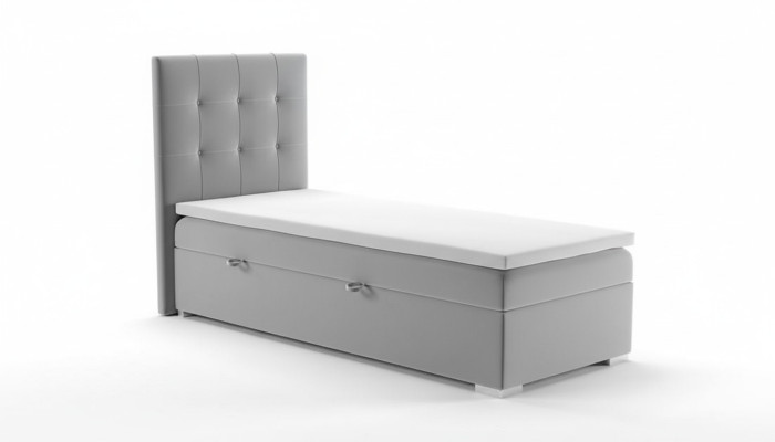 Boîte de luxe avec sommier tapissier pour lits d'hôtel, base de lit fonctionnelle 90x200cm en gris, neuf.