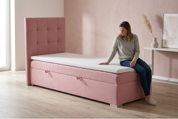 Lit à sommier tapissier de luxe pour hôtel avec fonction de sommier à ressorts 90x200cm