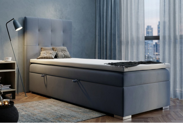 Lit de printemps de luxe pour hôtel Lits de base de fonction rembourrés 90x200cm Bleu nouveau
