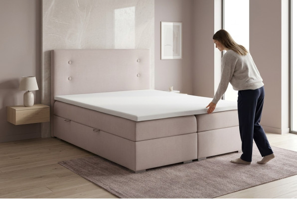 Lit Boxspring Boîte Fonction Hôtel Double Ensemble Complet Surmatelas Matelas Lits