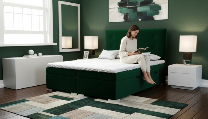 Ensemble complet de lit double d'hôtel Boxspring Bed avec surmatelas fonctionnel et boîte