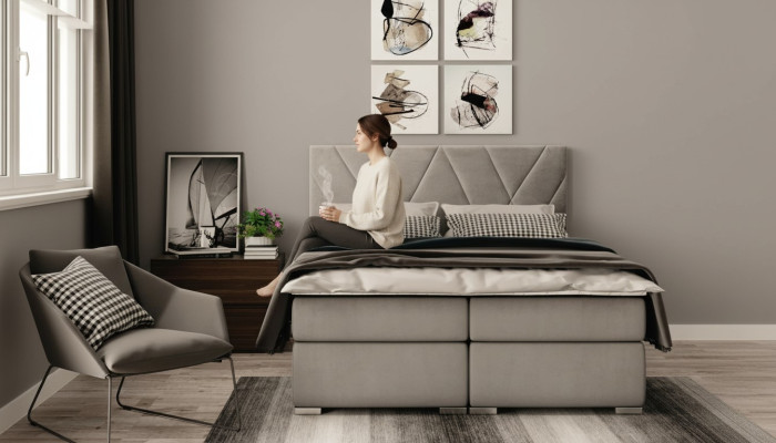 Lit Chesterfield pour chambre à coucher avec sommier à ressorts, lits doubles, fonction de coffre rembourré.