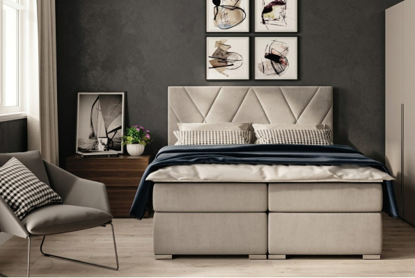 Lit Chesterfield pour chambre à coucher avec sommier à ressorts, lits doubles, fonction de coffre rembourré.