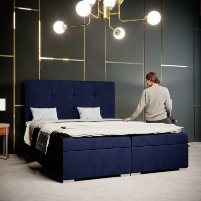 Lit Boxspring Blue's Double Luxury Hotel Lits Fonctionnels Cadre de Lit Base en Tissu Nouveau