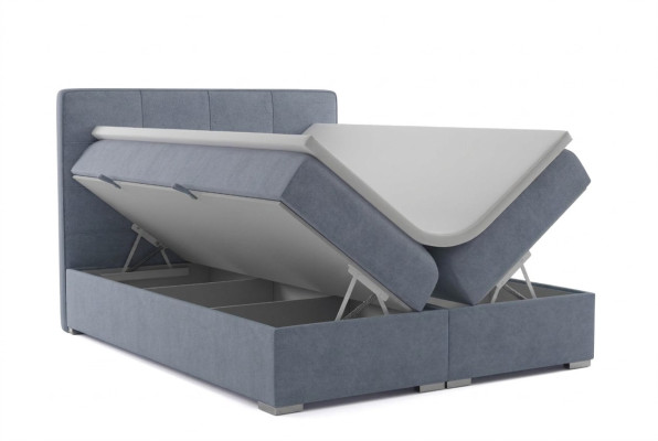 Lit double d'hôtel Boxspring en textile de luxe avec fonction de sommier rembourré neuf.
