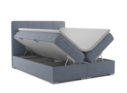 Lit double d'hôtel Boxspring en textile de luxe avec fonction de sommier rembourré neuf.