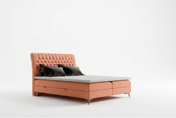 Lit à sommier coffre Chesterfield Double Lit design Tissu Boîte Fonction Hôtel