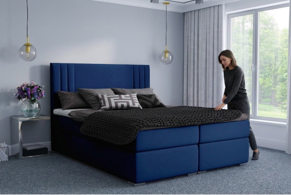 Lits modernes à ressorts à boîte, lit double de luxe pour hôtel, tissu de fonction de boîte de rembourrage