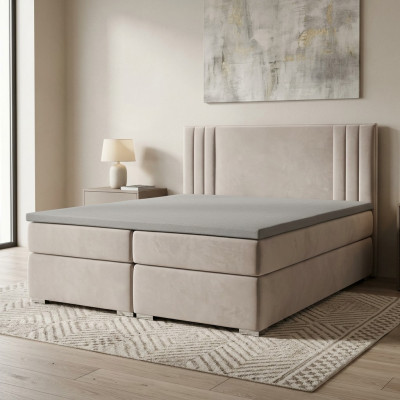Lit Boxspring Hôtel Lit Double Lits de Luxe Sommier Tapissier Fonction sommier Beige