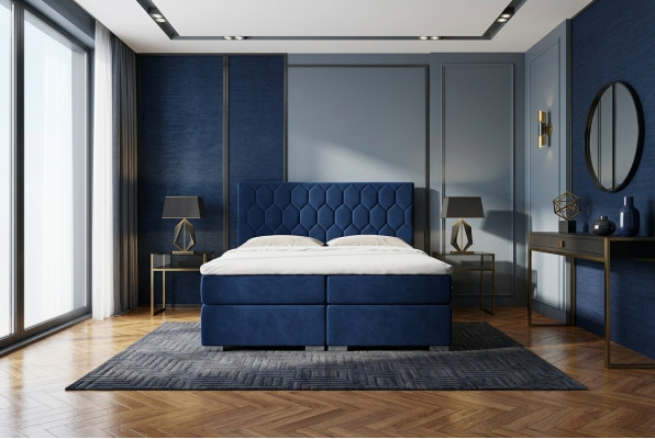 Lit Boxspring Design Hôtel Velours Lits de Luxe Sommier tapissé Lit Double de Fonction
