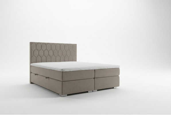 Lit Boxspring Hôtel Luxe Lits Revêtement Fonction Boîte Beige Double 180x200