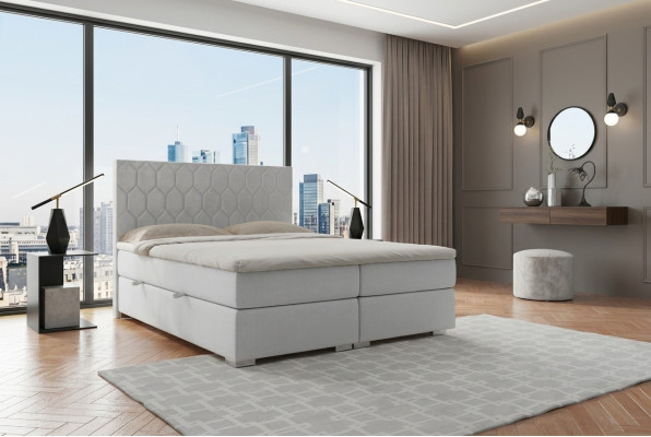 Lit Boxspring Design hôtel Luxe en Velours Base de lit rembourrée Fonction Double